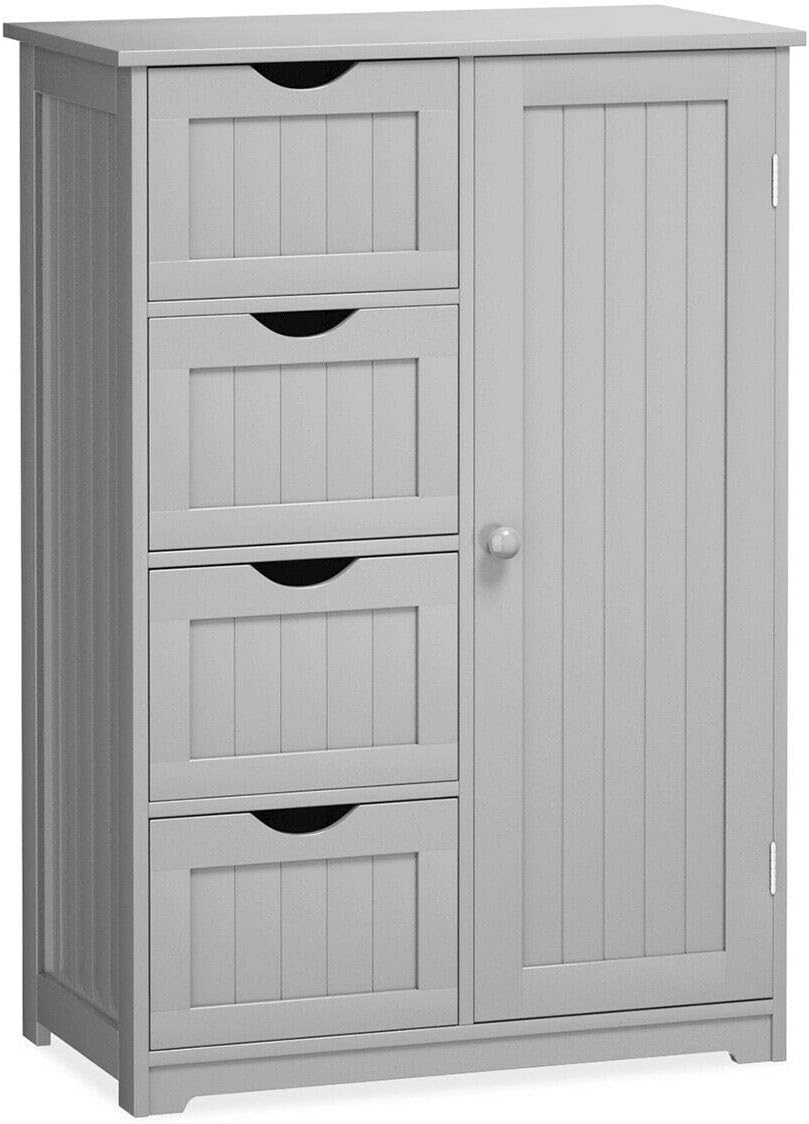 Grey Freestanding Bathroom Floor Cabinet with 4 Drawer A89138