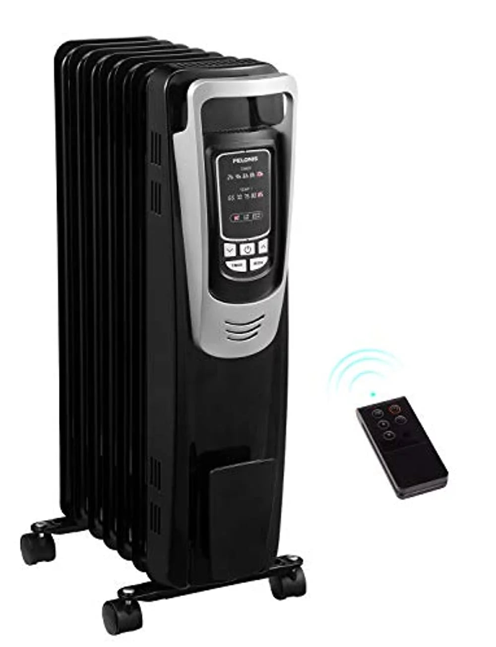 Black 1500W Oil-Filled Radiator Space Heater with Programmable Thermostat A4048