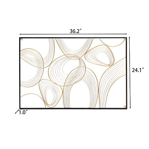 36" Gold Metal Wall Art with Black Frame G20572