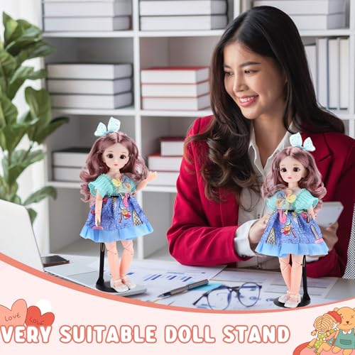 24 Pcs Adjustable Doll Stands with Expandable Waist Wire (White, Silver) C536775