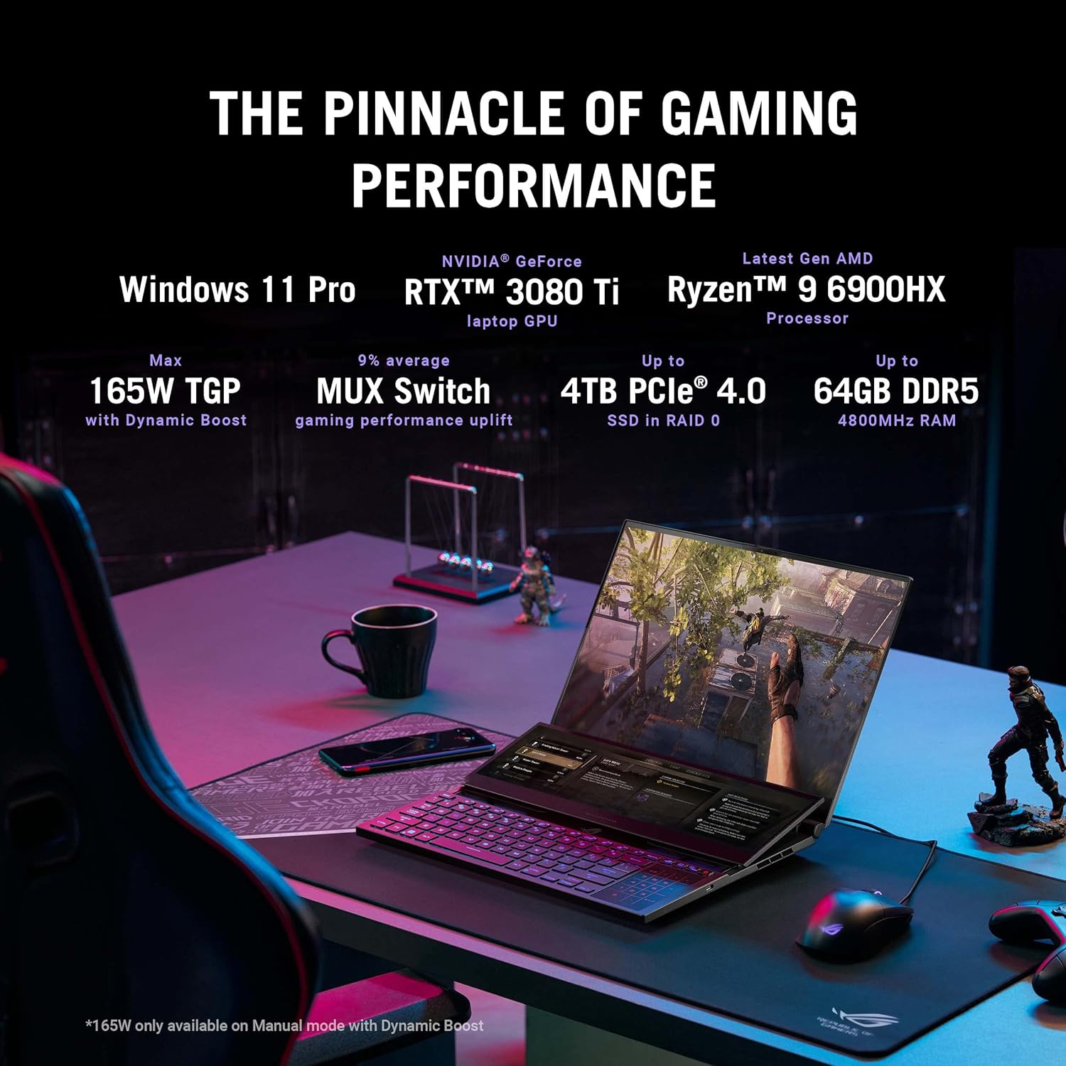 16” 165Hz QHD Gaming Laptop, NVIDIA GeForce RTX 3070 Ti, AMD Ryzen 9 6900HX, 32GB DDR5, 1TB SSD, Black (Renewed) I8332