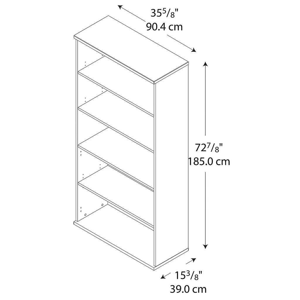 36" 5-Shelf Bookcase in Mahogany Engineered Wood T235