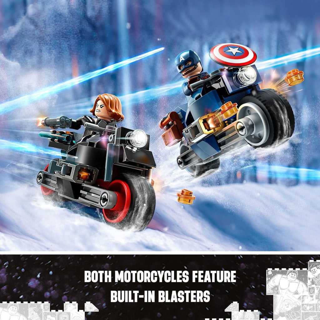 LEGO Marvel Black Widow & Captain America Motorcycles Buildable Toy with 2 Minifigures P5704