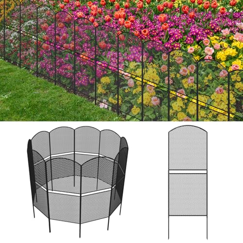 Decorative Garden Fence 10 Pack, 37.5in(H) x 10.8ft(L) Rustproof Metal Fencing Q7999