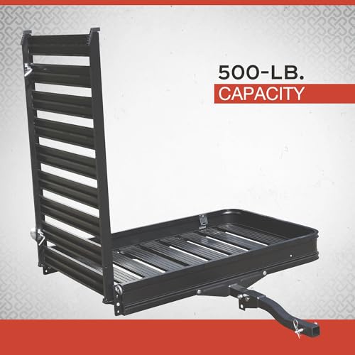 Aluminum Hitch Cargo Carrier with Ramp, 500-Lb. Capacity, Black, 60in. x 30in. x 4in. B61683