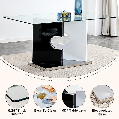 5 Piece Glass Dining Table Set with 4 PU Leather Chairs W43048