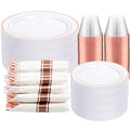Clear Gold Plastic Dinnerware Set, 350 Pcs N25773