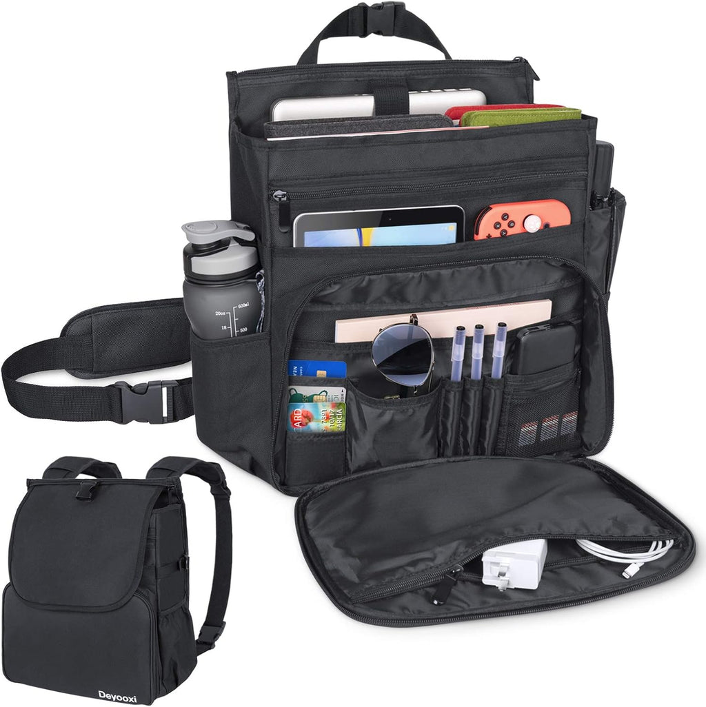 Black Car Front Seat Organizer Bag with 3 Adjustable Straps C27629