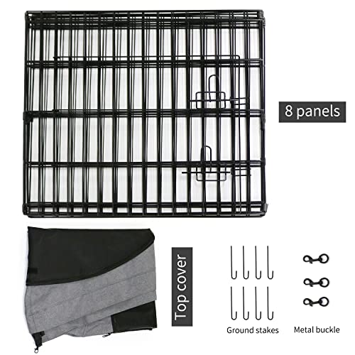 8 Panel 24" W x 24" H Metal Dog Exercise Pen with Bottom Pad O460693