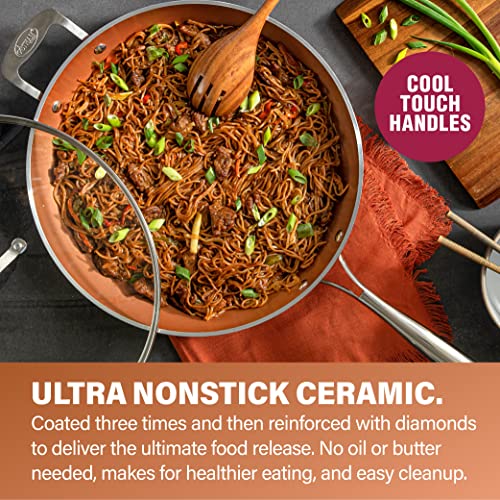 14 Inch Non Stick Copper Frying Pan with Lid E9034
