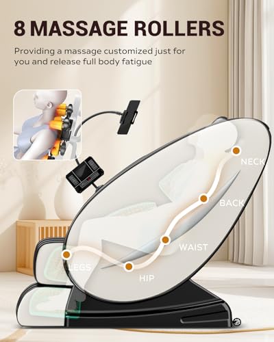 Black Faux Leather Full Body Massage Chair Recliner with Heat Therapy P77017