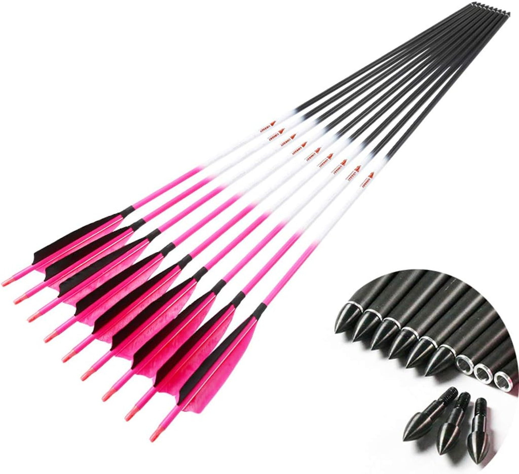 Carbon Arrows with Removable Tip, Spine 300 340 400 500 600, Pack of 6/12PCS Q2558