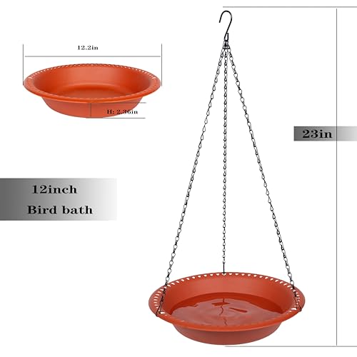 16 inch Green Hanging Bird Bath Bowl with Black Chains S821