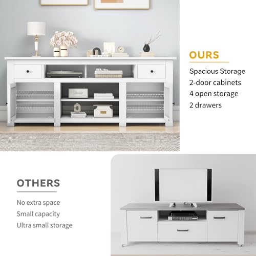 White Farmhouse TV Stand with Power Outlet H965