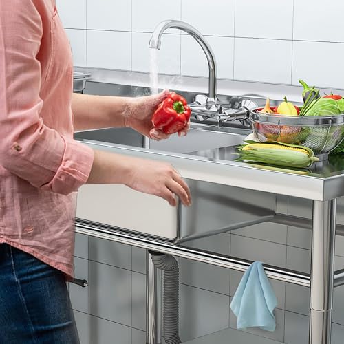Freestanding Stainless-Steel Single Bowl Commercial Sink V397