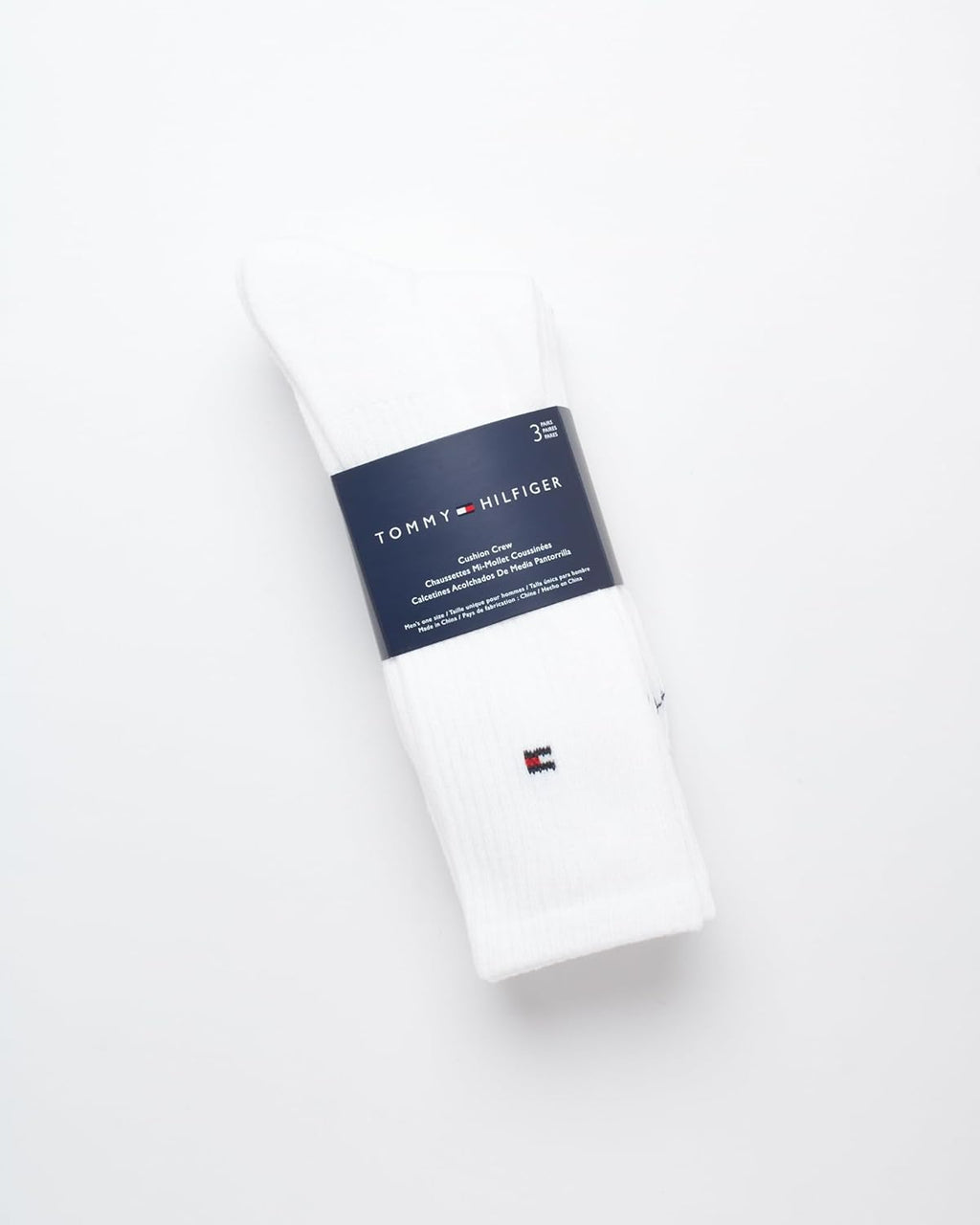 Mens Athletic Cushion Crew Socks (3 Pack), Size 7-12, White X729954