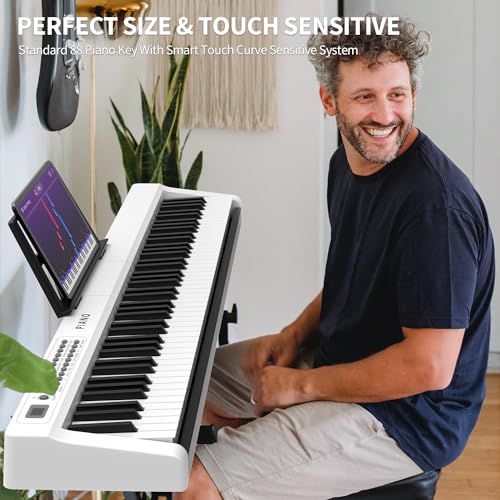 88 Key Semi Weighted Digital Piano with Stand, Built-In Speakers, Sustain Pedal, Bluetooth B23939