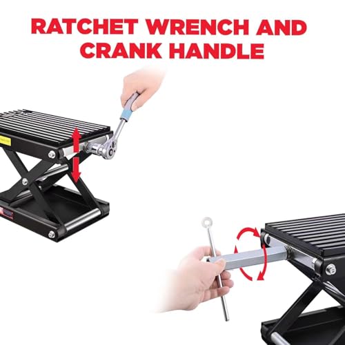 1200 LBS Steel Motorcycle Scissor Jack with Ratchet Wrench D280045