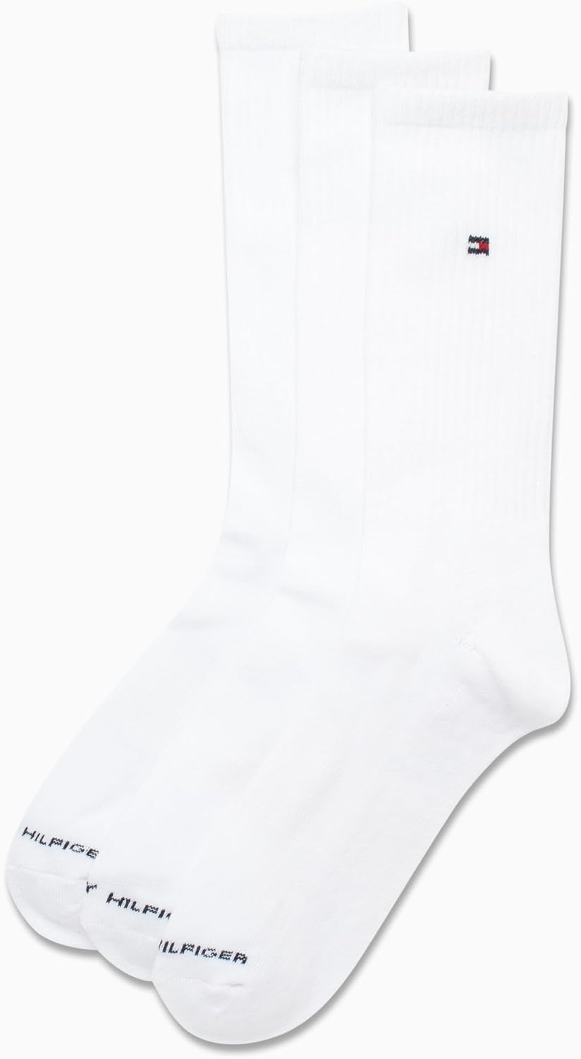 Mens Athletic Cushion Crew Socks (3 Pack), Size 7-12, White X729954