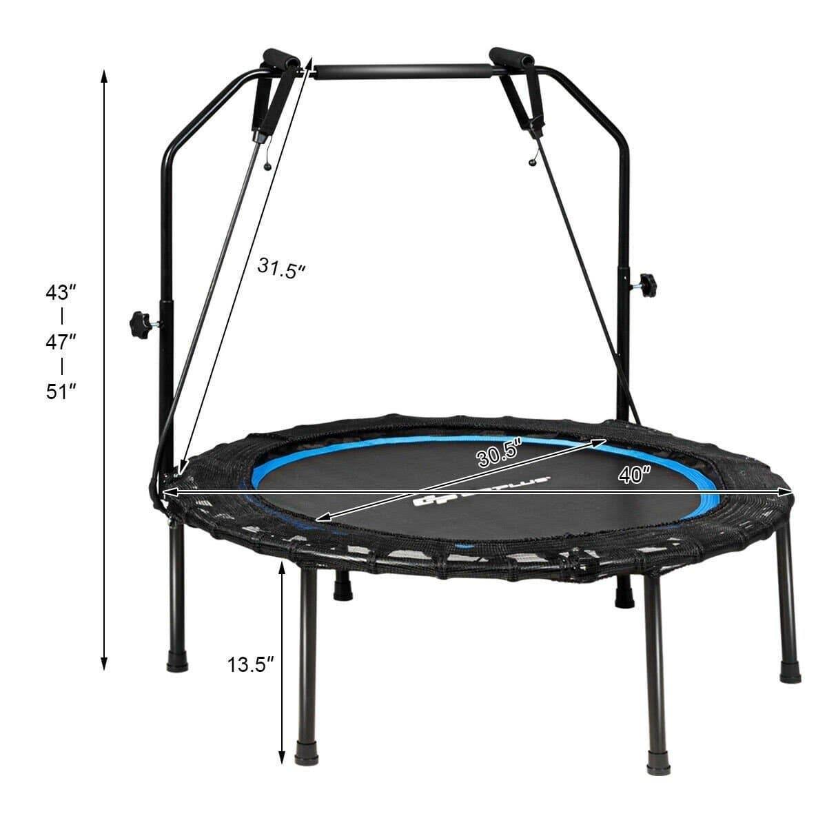 Foldable Fitness Rebounder Trampoline with Resistance Bands M9785