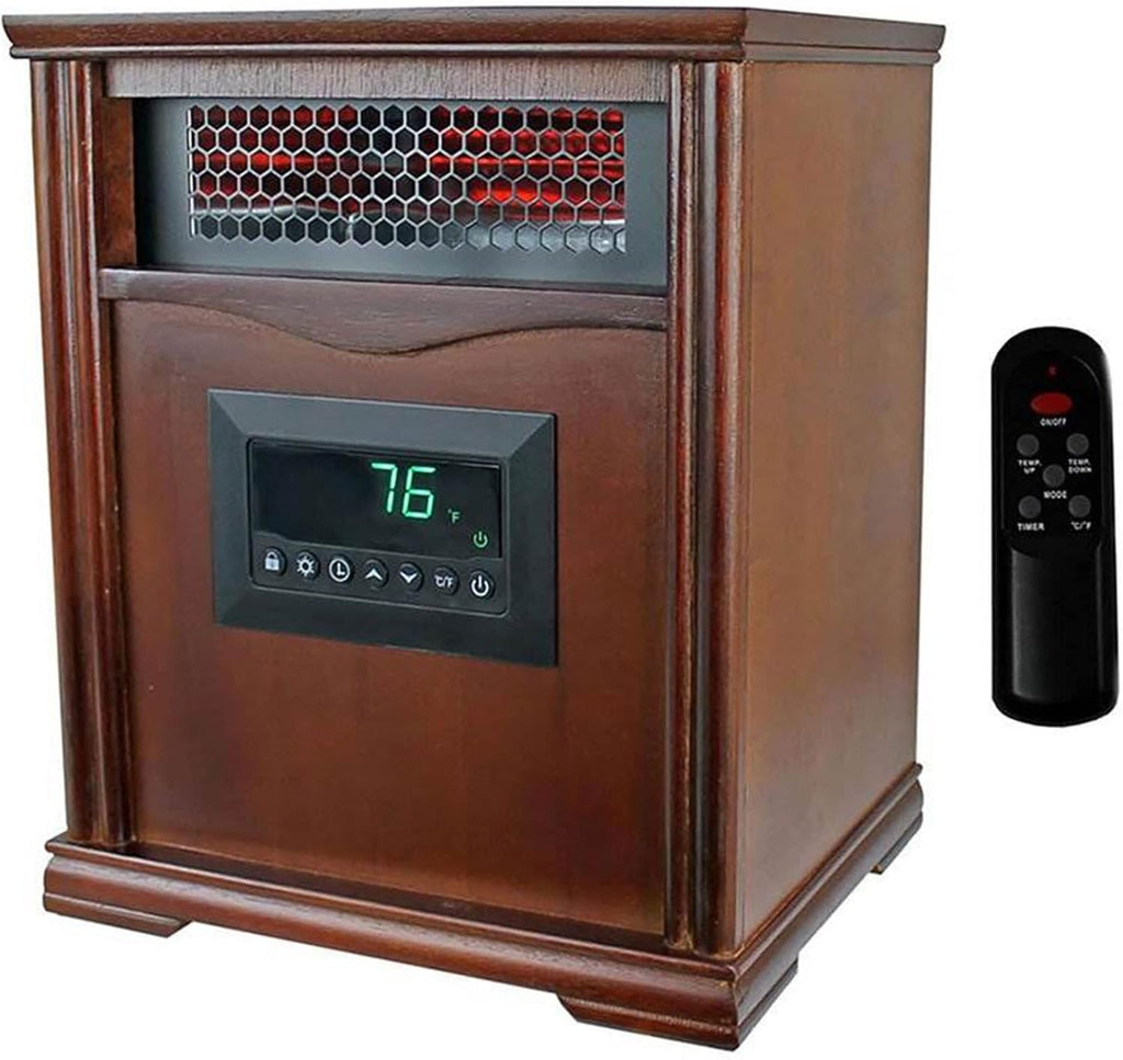 Brown Oak Wood Portable Electric Infrared Quartz Space Heater T6634