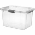 30qt Plastic Storage Tote with Hinged Lid W727733
