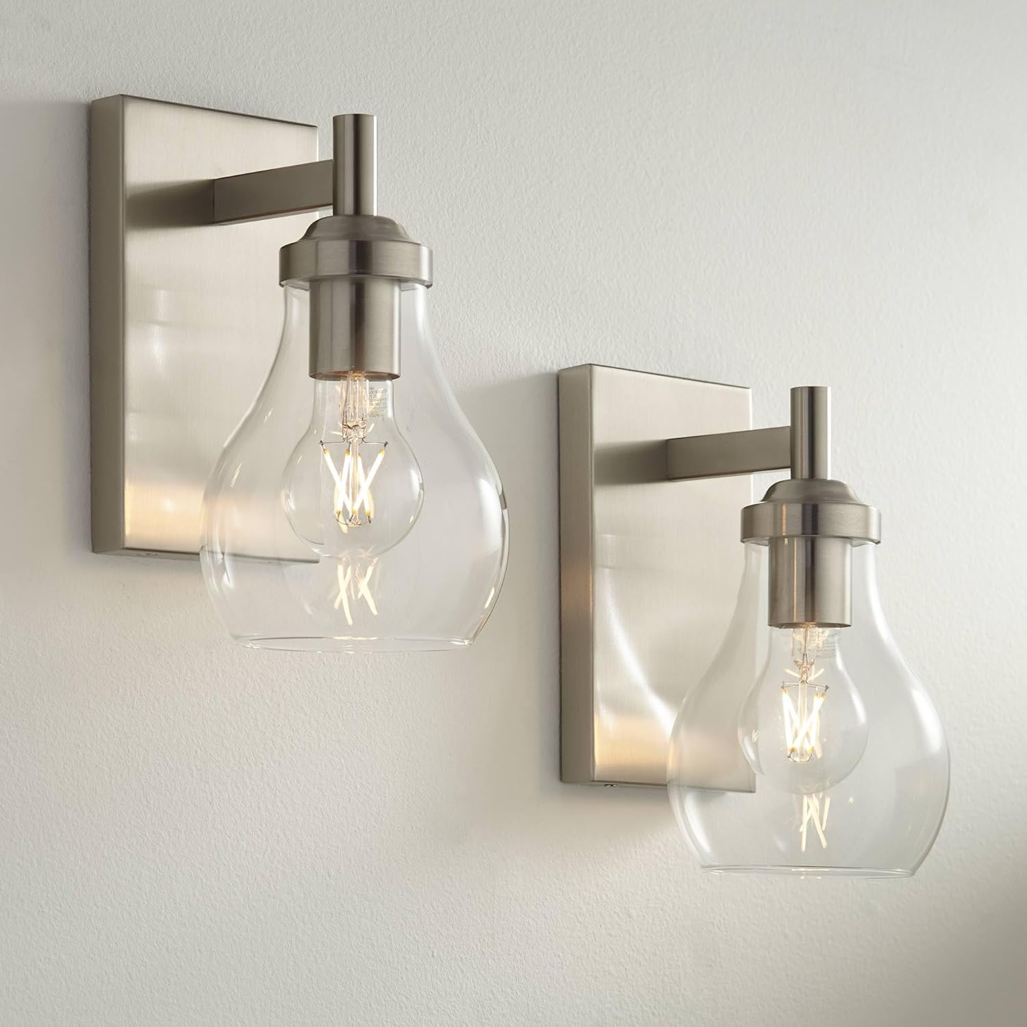 Set of 2 Brushed Nickel Wall Light Sconces B975049