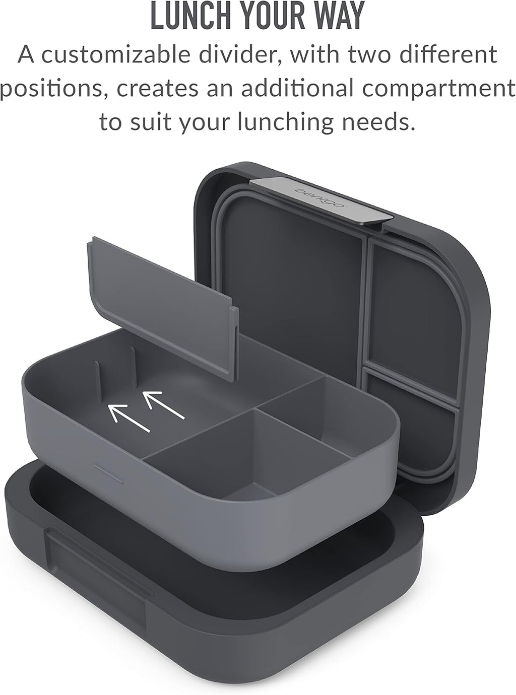 Dark Gray Bento-Style Lunch Box Set With Reusable Snack Cup G61842
