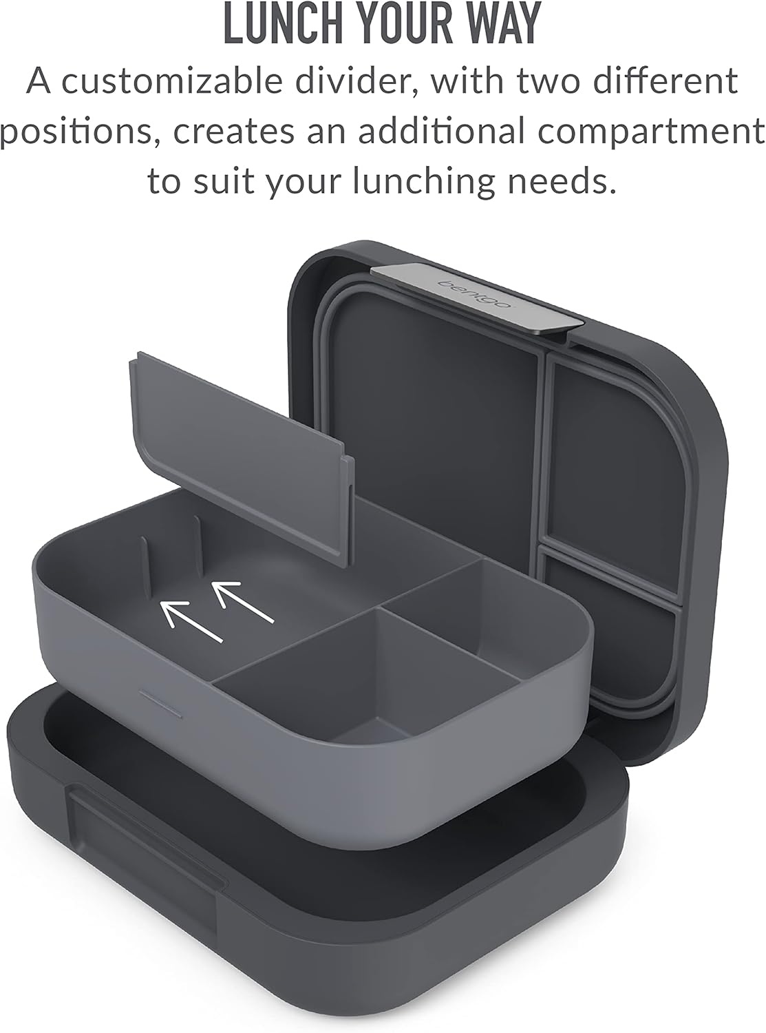 Dark Gray Bento-Style Lunch Box Set With Reusable Snack Cup G61842