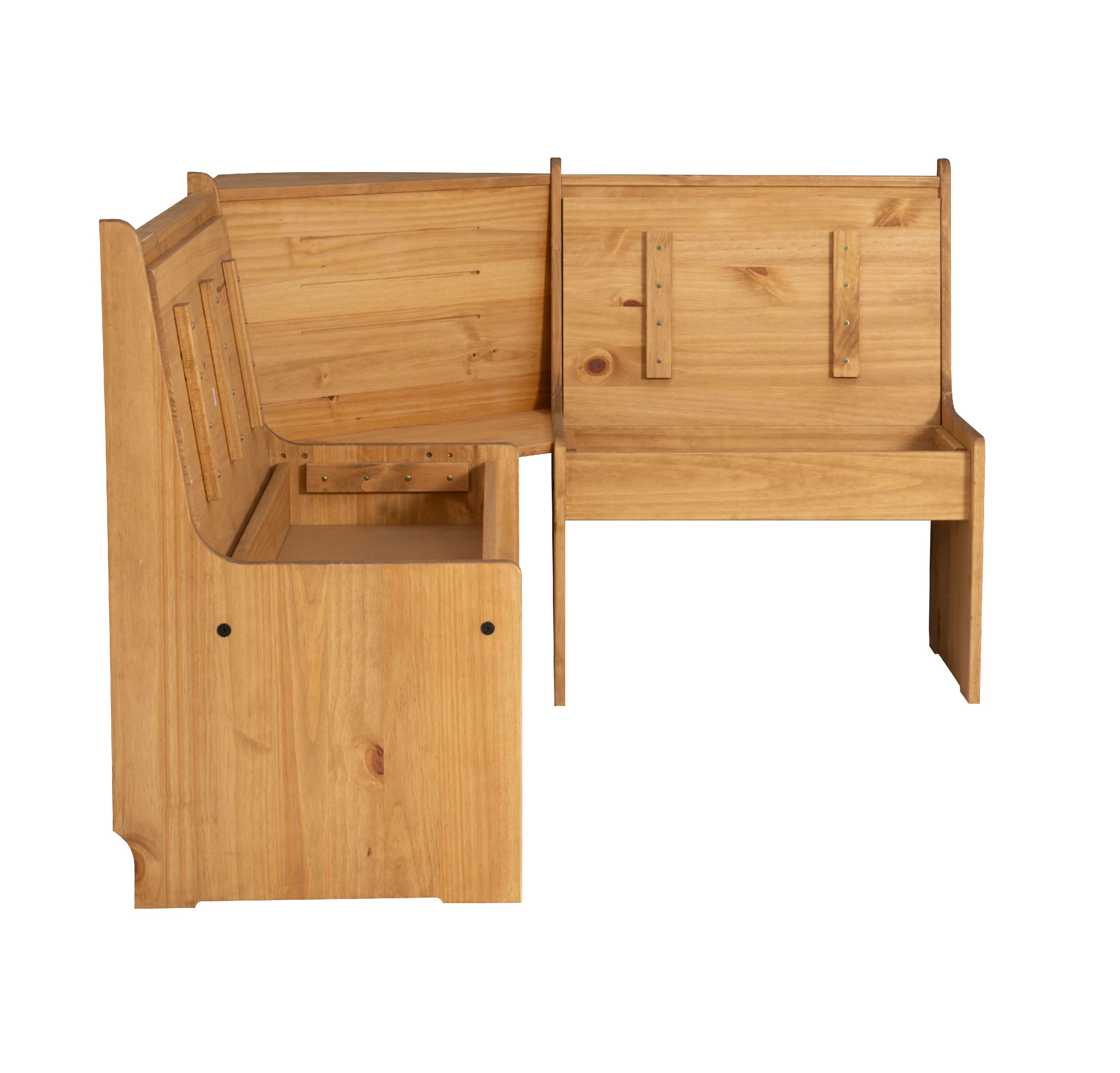 Natural Finish Corner Dining Set with Storage Table and Bench S7617