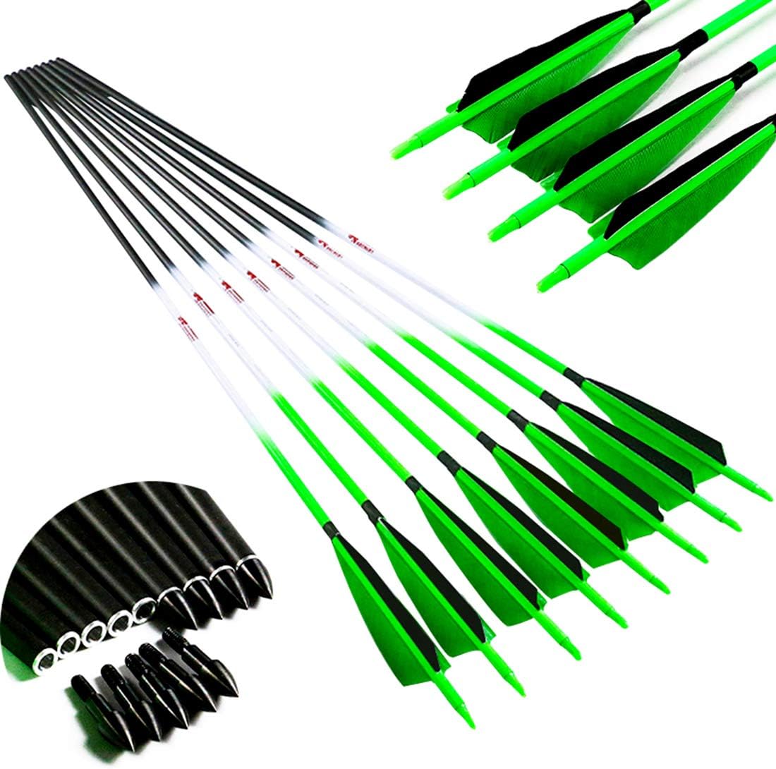 Carbon Arrows with Removable Tip, Spine 300 340 400 500 600, Pack of 6/12PCS Q2558