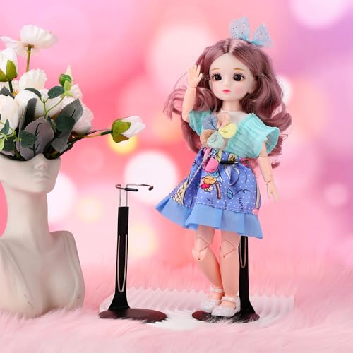 24 Pcs Adjustable Doll Stands with Expandable Waist Wire (White, Silver) C536775