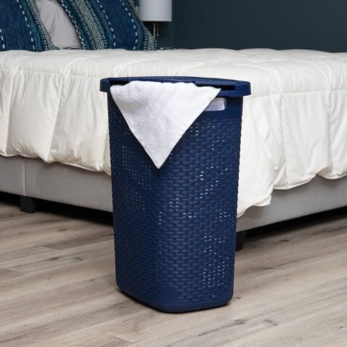 60L Slim Laundry Hamper with Lid, Plastic, Gray, Set of 2 M282