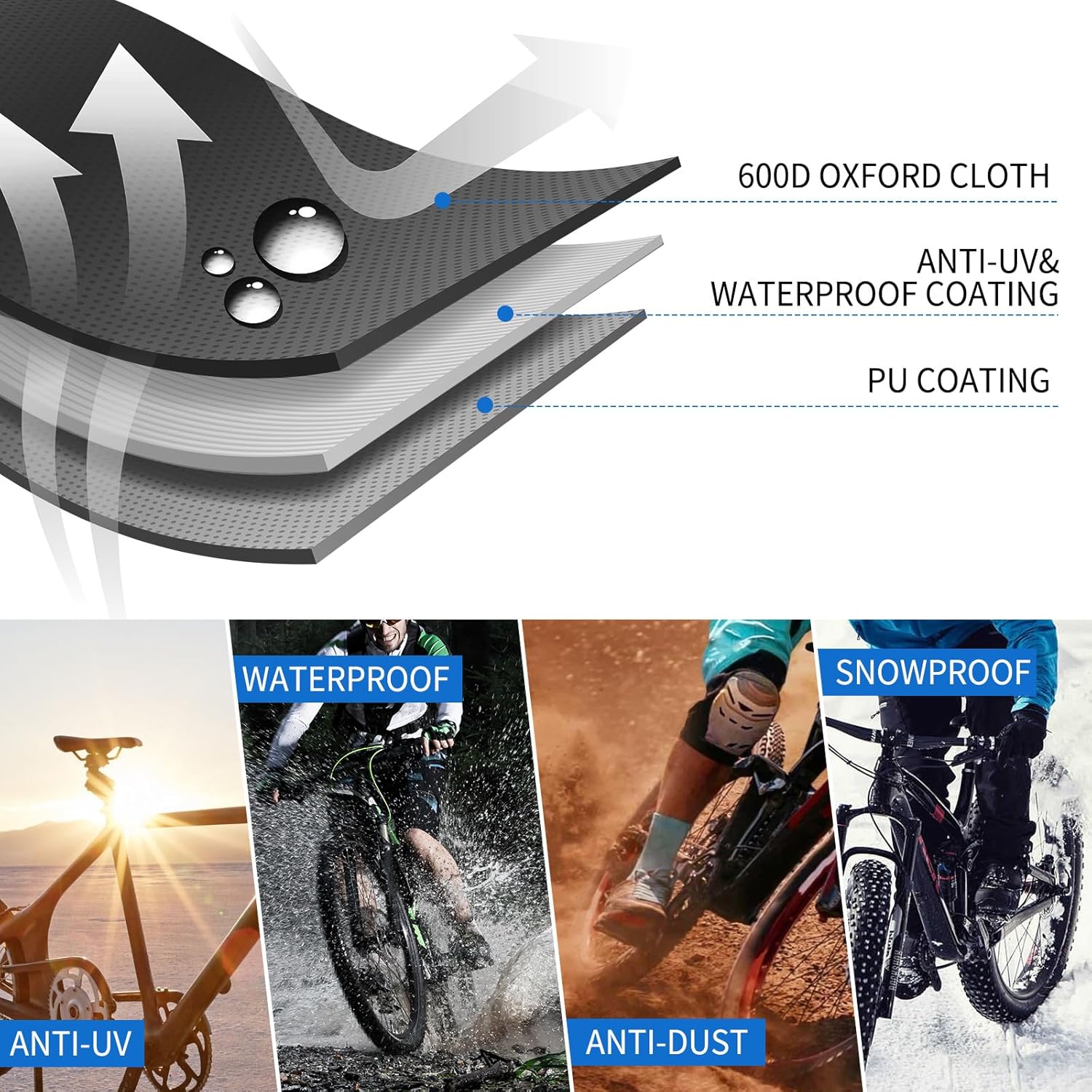 600D Heavy Duty Bicycle Cover with Elastic Straps Y818504