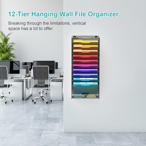 12 Tier Mesh Wall File Organizer Black E484
