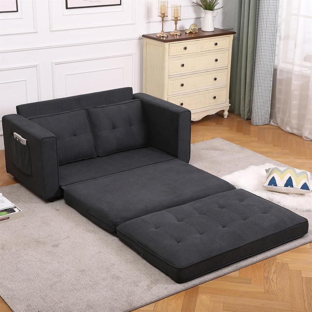 Dark Gray 3 in 1 Folding Sofa Bed with 2 Storage Pockets Q5612