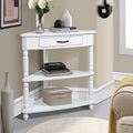 White Corner Table Accent Cabinet with Shelves Drawer Y2045