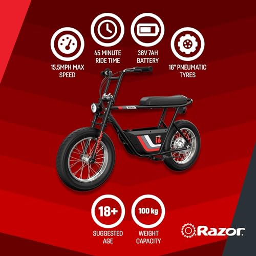 36V Electric Minibike with 15.5 MPH, 11.5 Miles Range & Helmet for Adults T15555