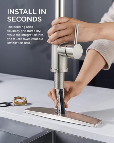 Black Kitchen Faucet with Pull Down Sprayer Stainless Steel High Arc Gooseneck V2110