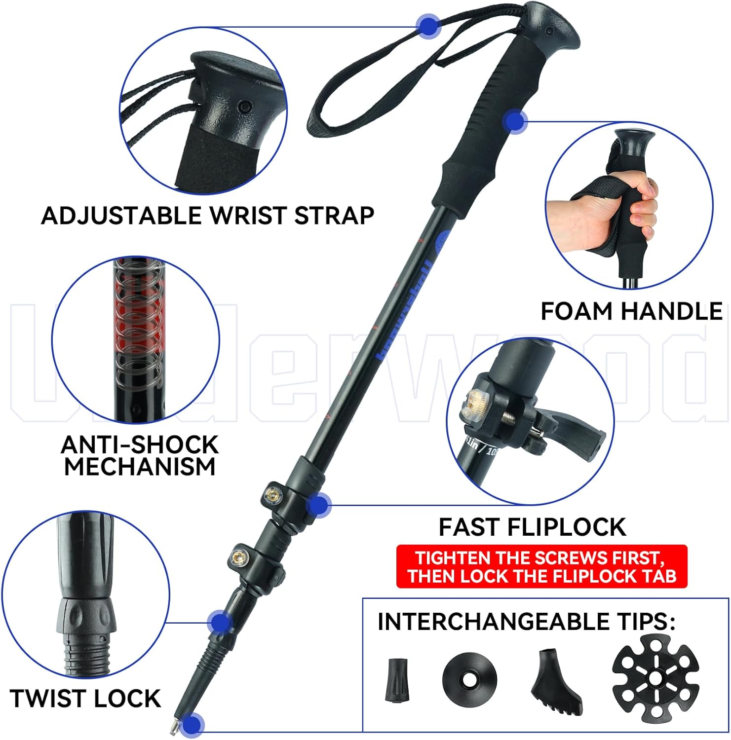 2 Pack Adjustable Aluminum Trekking Poles R9885