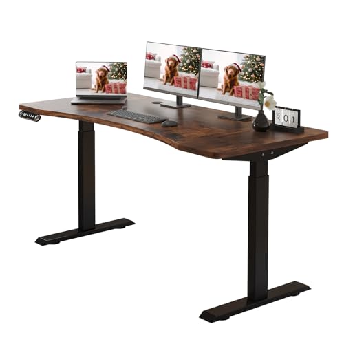 Rustic Brown Electric Standing Desk 55x30 Inch Y586827