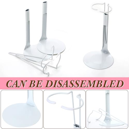 24 Pcs Adjustable Doll Stands with Expandable Waist Wire (White, Silver) C536775