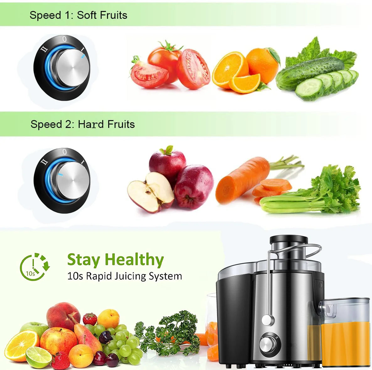 Stainless Steel Compact Centrifugal Juicer with 3'' Wide Mouth F4811