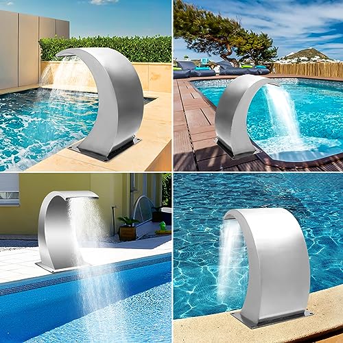 17.7 Inch Stainless Steel Rectangular Pool Waterfall Spillway F859976