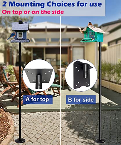 Matte Black 105 Inch Heavy Duty Bird Feeder Pole Kit with 5-Forked Base M3100