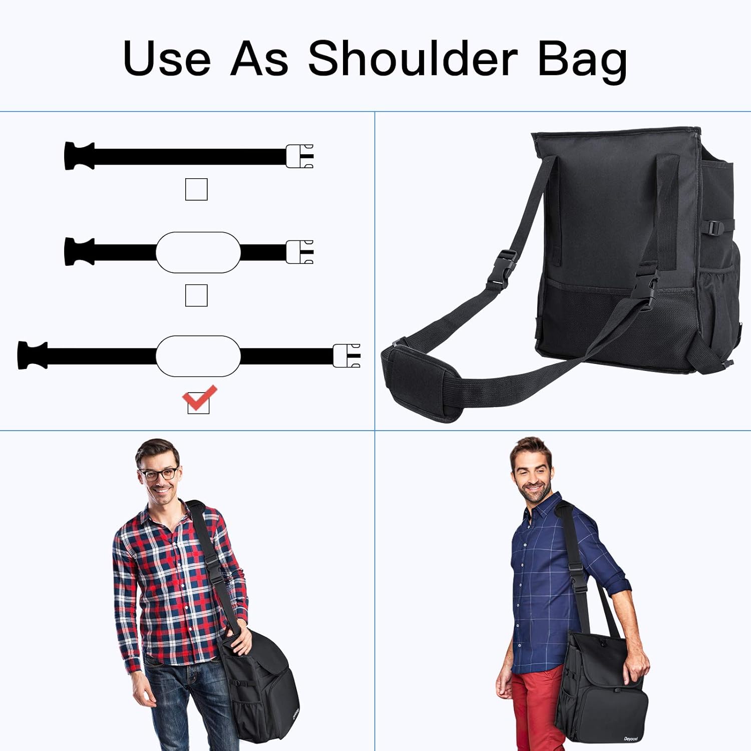 Black Car Front Seat Organizer Bag with 3 Adjustable Straps C27629