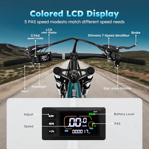 26"x4" Fat Tire Electric Mountain Bike with 1000W Peak Motor M439607