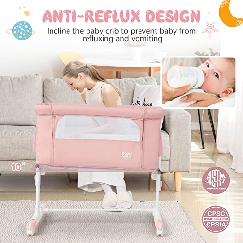 Pink 3 in 1 Folding Bassinet with Mattress I294