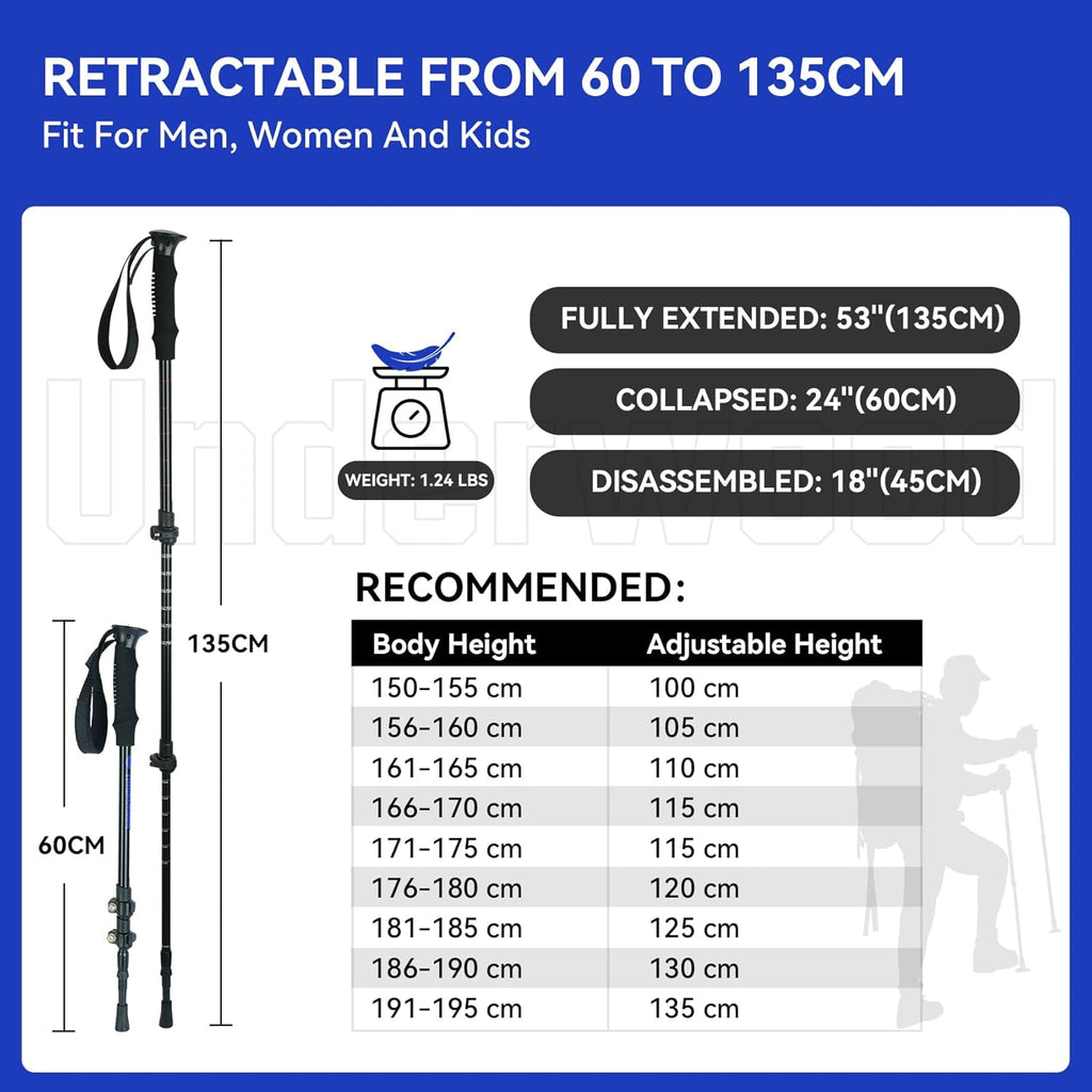 2 Pack Adjustable Aluminum Trekking Poles R9885