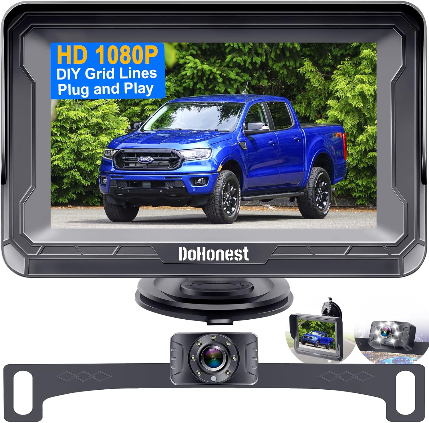 HD 1080P Rear View Monitor Kit Night Vision Waterproof Reverse Camera Pack of 2 W81918